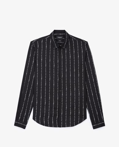  THE KOOPLES - Áo sơ mi nam Flowing Black With Logo Stripes 
