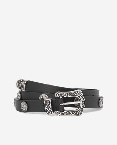  THE KOOPLES - Thắt lưng nữ bản vừa Aged-Effect Buckle 