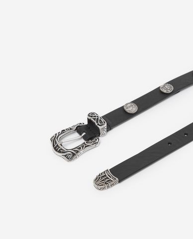  THE KOOPLES - Thắt lưng nữ bản vừa Aged-Effect Buckle 