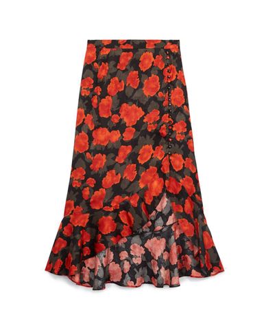  THE KOOPLES - Chân váy midi phối bèo Floral Print 