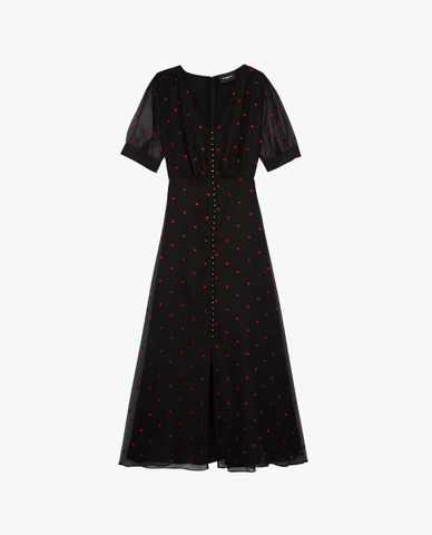  THE KOOPLES - Đầm midi cổ chữ V Heart Print 