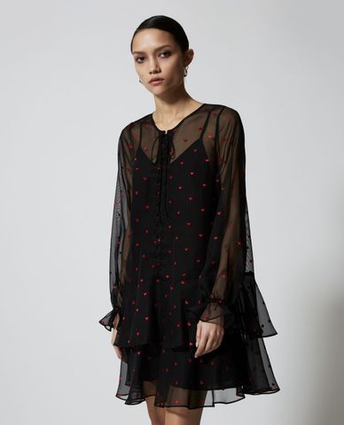  THE KOOPLES - Đầm mini voan tầng Heart Motif 