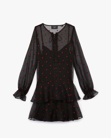  THE KOOPLES - Đầm mini voan tầng Heart Motif 