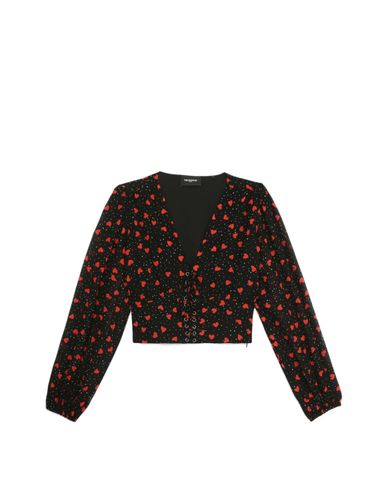  THE KOOPLES - Áo croptop nữ họa tiết trái tim 