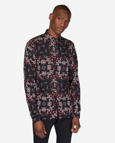  THE KOOPLES - Áo sơ mi nam tay dài Black and White 