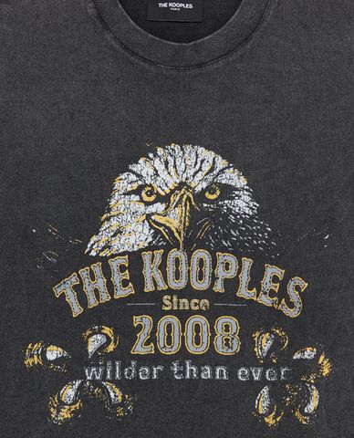  THE KOOPLES - Áo thun nữ cổ tròn Faded Black 