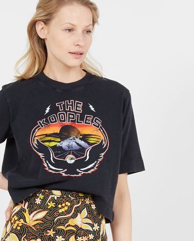  THE KOOPLES - Áo thun nữ cổ tròn tay ngắn Retro Logo 