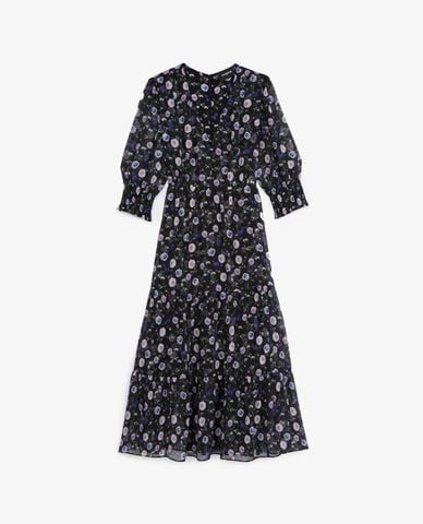  THE KOOPLES - Đầm midi cổ xẻ chữ V Buttoned Printed With Frills 