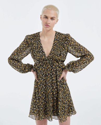  THE KOOPLES - Đầm mini cổ V tay dài Lurex 