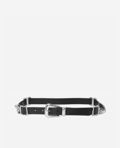  THE KOOPLES - Thắt lưng nữ bản vừa phối xích Black Leather 