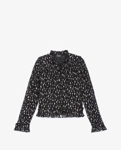  THE KOOPLES - Áo kiểu nữ tay dài Smart Black Silver Cuffs 