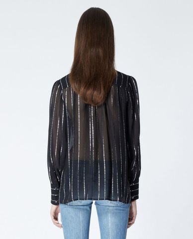  THE KOOPLES - Áo sơ mi nữ tay dài cổ bẻ phối dây thắt thời trang 