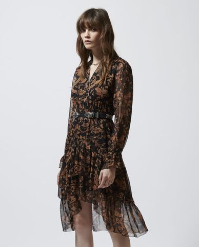  THE KOOPLES - Đầm midi cổ V tay dài Long Summery 