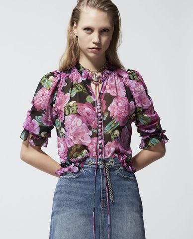  THE KOOPLES - Áo kiểu nữ họa tiết hoa Chemise Manches 