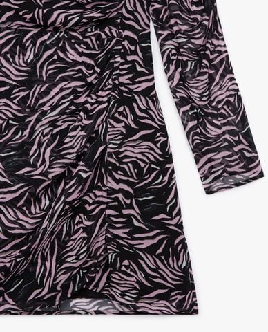  THE KOOPLES - Đầm mini cổ tròn tay dài Zebra Print 