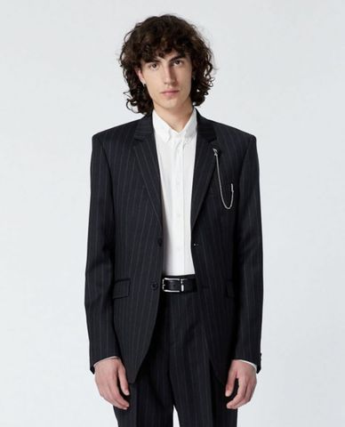  THE KOOPLES - Áo vest nam thanh lịch phối kẻ sọc Formal Black 