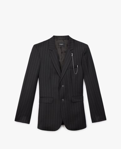  THE KOOPLES - Áo vest nam thanh lịch phối kẻ sọc Formal Black 