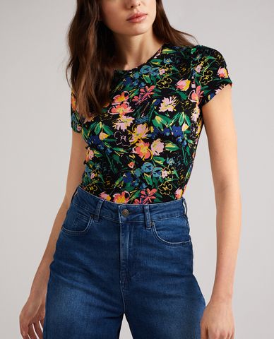  TED BAKER - Áo thun nữ dệt kim tay ngắn phom ôm Donvia 