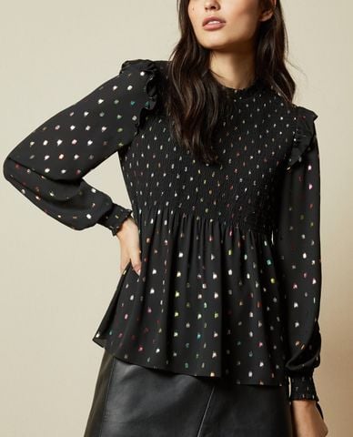  TED BAKER - Áo kiểu nữ cổ tròn tay dài Ellzaa 