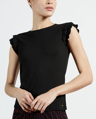  TED BAKER - Áo thun nữ tay ngắn phối bèo Liniea 