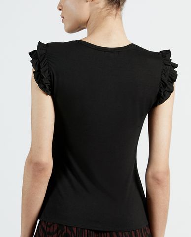  TED BAKER - Áo thun nữ tay ngắn phối bèo Liniea 