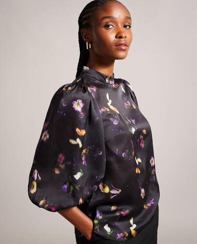  TED BAKER - Áo kiểu nữ cổ tròn tay dài in hoa Niycole 