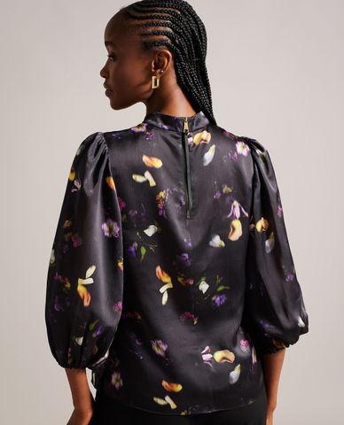  TED BAKER - Áo kiểu nữ cổ tròn tay dài in hoa Niycole 