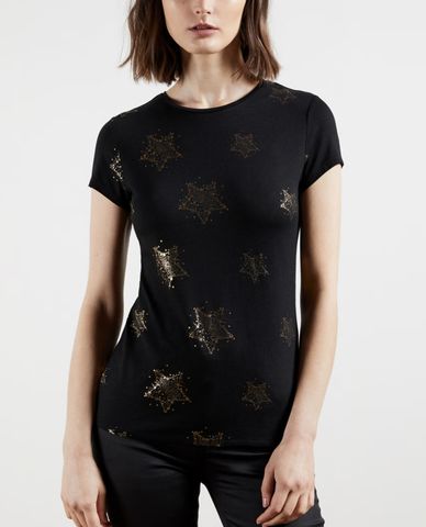  TED BAKER - Áo thun nữ tay ngắn cổ tròn Star Detail Fitted 