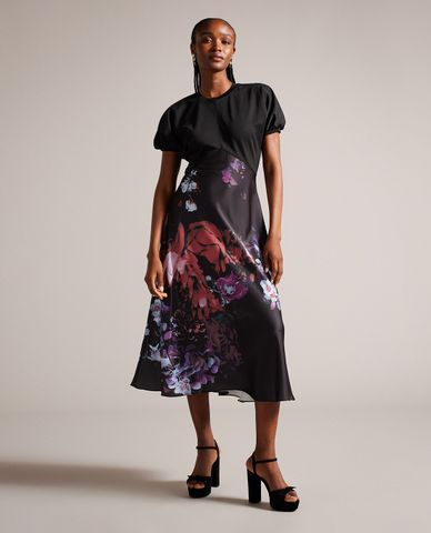  TED BAKER - Đầm midi phom suông cổ tròn in hoa Drewee 