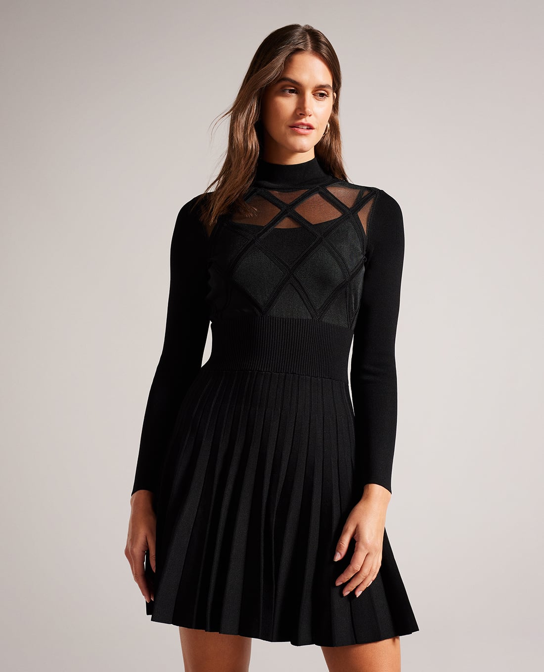 TED BAKER - Đầm xếp li mini tay dài Fyonah
