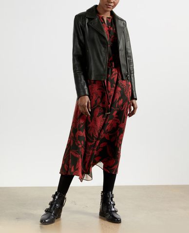  TED BAKER - Đầm midi tay dài cổ tròn phối thắt lưng Rococo Button Down 