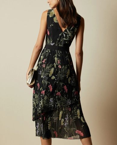  TED BAKER - Đầm midi cổ V sát nách Malinae 