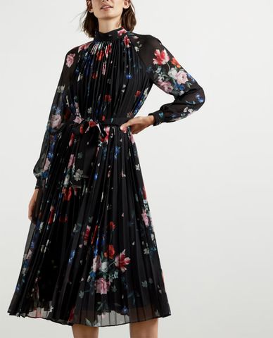  TED BAKER - Đầm midi tay dài xếp li Naniro 