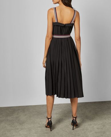  TED BAKER - Đầm midi hai dây Black Pleatzi 