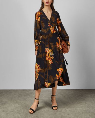  TED BAKER - Đầm midi tay dài họa tiết hoa Stela 