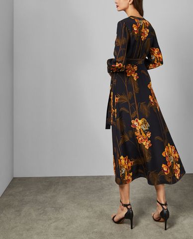  TED BAKER - Đầm midi tay dài họa tiết hoa Stela 