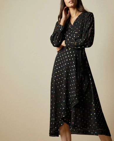  TED BAKER - Đầm midi phối dây buộc eo Tanise 