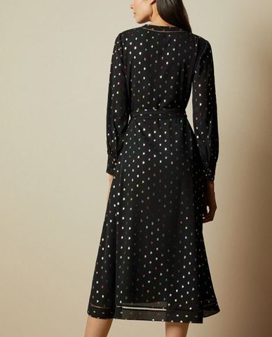  TED BAKER - Đầm midi phối dây buộc eo Tanise 
