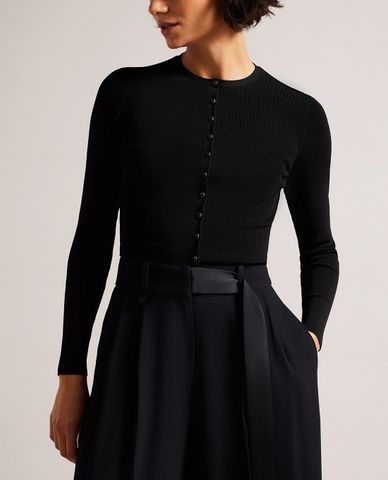  TED BAKER - Áo khoác cardigan nữ cổ tròn phom ôm Camilda 