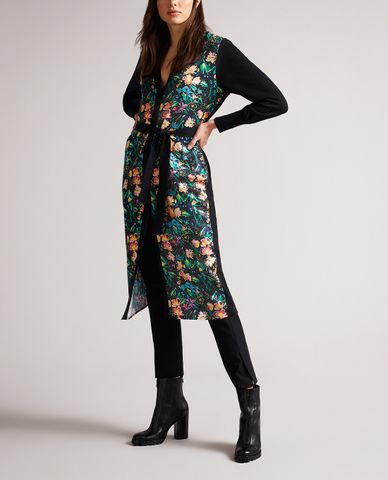  TED BAKER - Áo khoác cardigan nữ cổ V dáng dài phối thắt lưng Tilja 