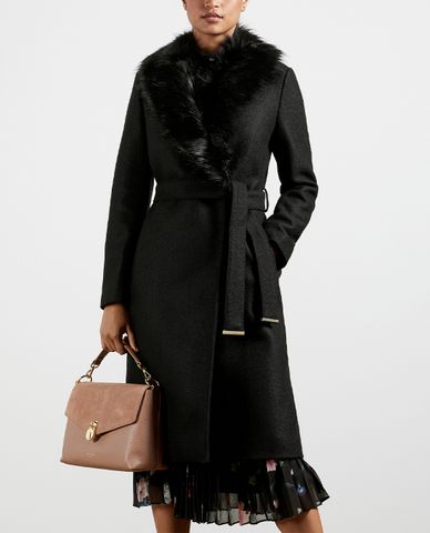  TED BAKER - Áo khoác măng tô phối lông Corinna 