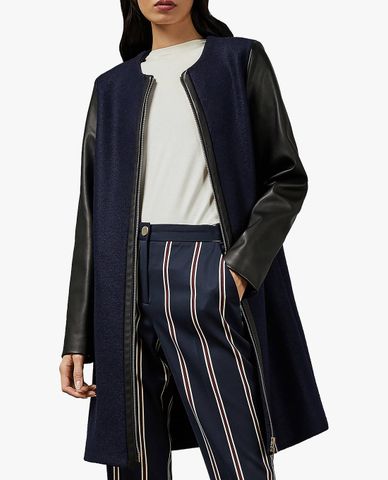  TED BAKER - Áo khoác nữ dáng dài phối zip Vipper 