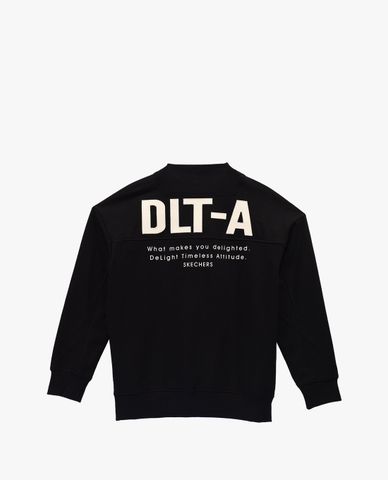  SKECHERS - Áo hoodie nữ cổ tròn tay dài phối chữ in DLT 