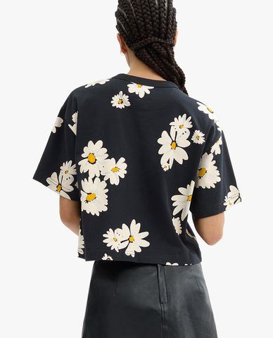  COACH - Áo croptop nữ cổ tròn tay ngắn phối hoạ tiết Floral 
