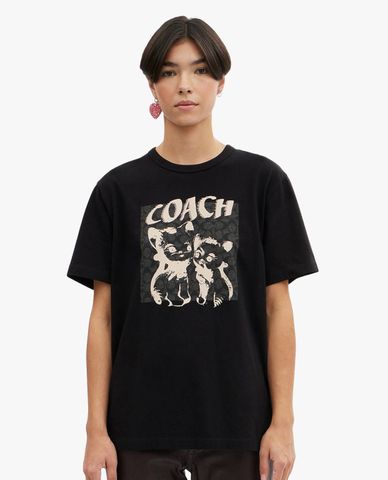  COACH - Áo thun nữ cổ tròn tay ngắn The Lil Nas x Drop Signature 