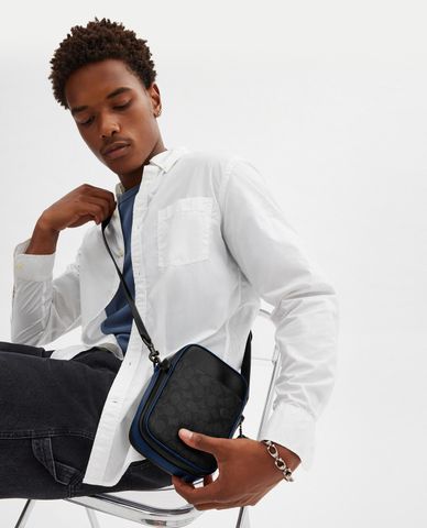  COACH - Túi đeo chéo nam chữ nhật Hitch In Blocked Signature Canvas 