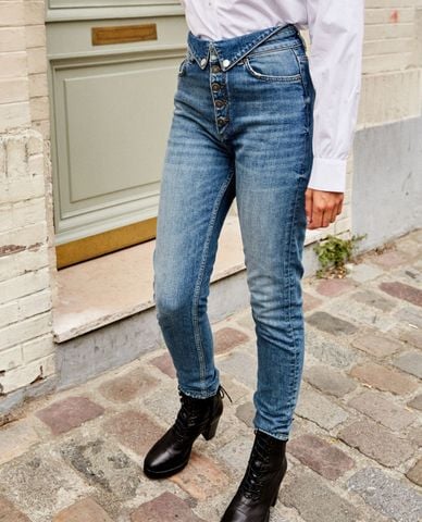  THE KOOPLES - Quần jeans nữ phối nút Fold Over Waist 