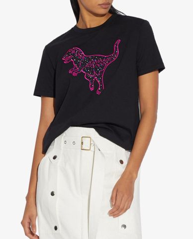  COACH - Áo thun nữ ngắn tay hình khủng long Lexi Dot 