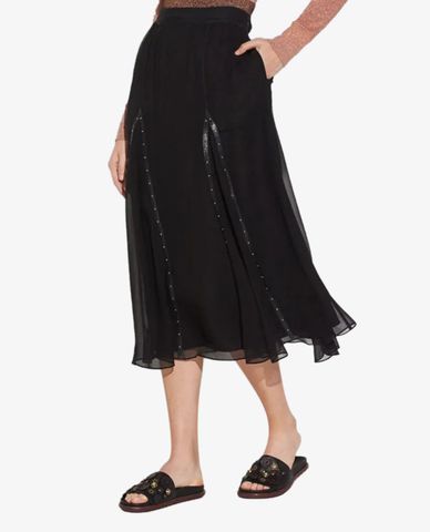  COACH - Chân váy midi voan xếp li Prairie Rivets 