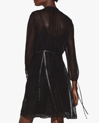  COACH - Đầm mini tay lở phối nơ cổ Button Up 